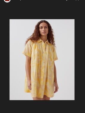 1. State Yellow Printed Mini Shirt Dress